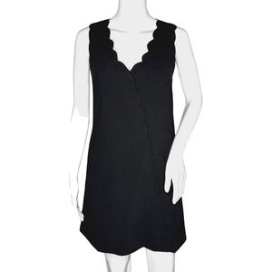 Foxiedox Dress Womens XS‎ Black Lina Scalloped Collar Sheath Neutral Minimalist